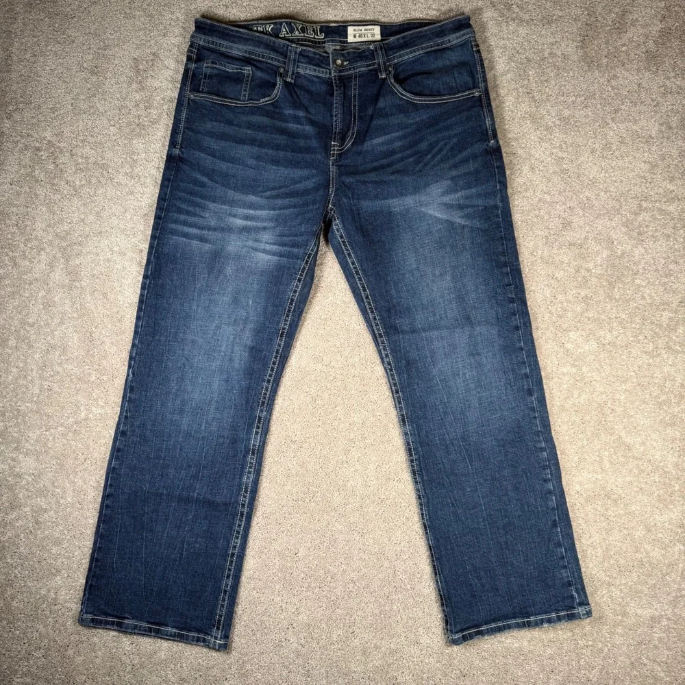 TK Axel Men's 40x32 Slim Bootcut Jeans Dark Wash Denim